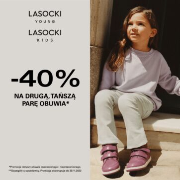 -40% na drugą tańszą parę obuwia Lasocki Kids oraz Lasocki Young