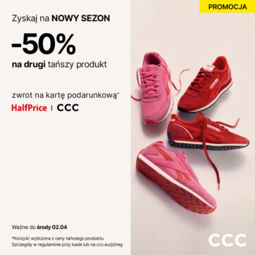 -50% zwrotu na Kartę Podarunkową za drugi, tańszy produkt!